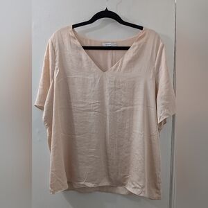 Reitmans Soft Pink Cream V-Neck Blouse